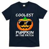 Cute Halloween Kids Coolest Pumpkin In The Patch Glasses Teens Gift T-Shirt - Navy Blue