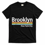 Club Inc. Brooklyn New York City Nyc Retro Stripes Classic T-Shirt - Black