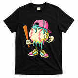 Cool Ice Cream Drip Baseball Spots Baseball Drip T-Shirt - Black