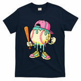 Cool Ice Cream Drip Baseball Spots Baseball Drip T-Shirt - Navy