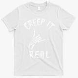 Creep It Real Skeleton Hand Shaka T-Shirt - White