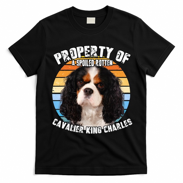 Cavalier King Charles Tri Owner Lover Retro Vintage Cute Dog T-Shirt - Black
