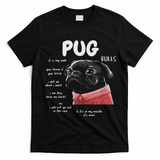 Cute Kawaii Funny Black Pug Dog Rules Gifts Women T-Shirt - Black