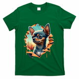 Chihuahua Lover Cute Puppy Peeking Through Cloth Deer Head Gift T-Shirt - Green