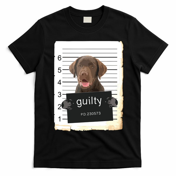 Chocolate Lab Labrador Dog Mug Shot Bad Dog T-Shirt - Black