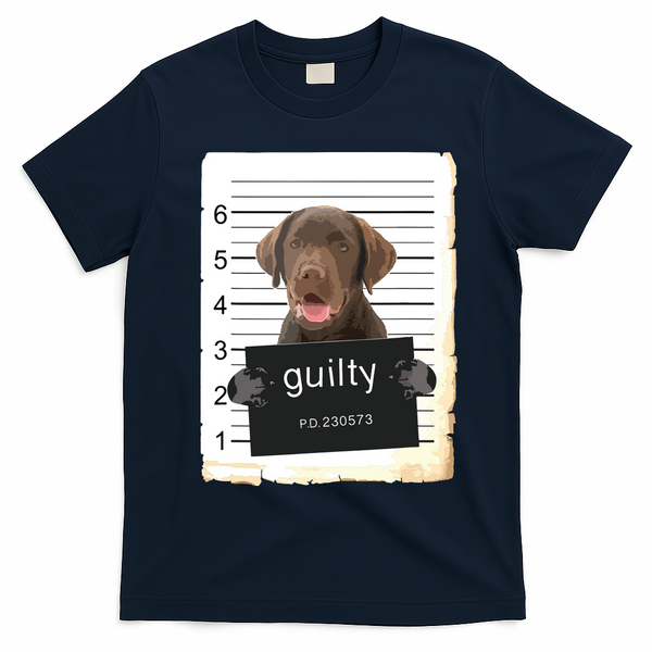 Chocolate Lab Labrador Dog Mug Shot Bad Dog T-Shirt - Navy Blue