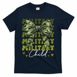 Camouflage Military Child Coquette Bow Camo T-Shirt - Navy