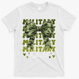 Camouflage Military Child Coquette Bow Camo T-Shirt - White