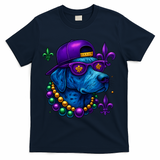 Cool Mardi Gras Purple Spade Dog T-Shirt - Navy