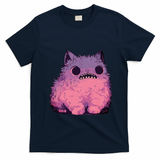 Cat Monster Graphic Kawaii Pastel Goth Anime Aesthetic Goth T-Shirt - Navy Blue