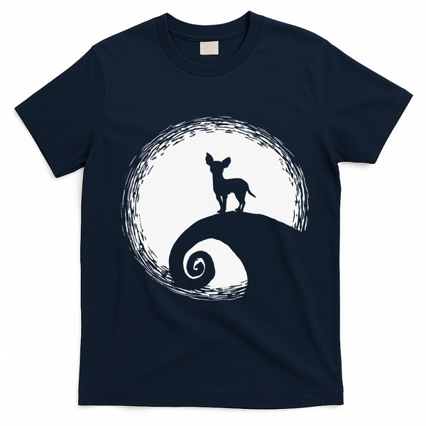 Chihuahua Moon Halloween Costume for Dog Lovers T-Shirt - Navy Blue