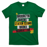 Cool New York City 5 Boroughs, New York City Illustration T-Shirt - Green