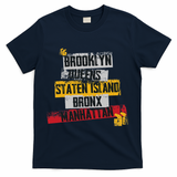 Cool New York City 5 Boroughs, New York City Illustration T-Shirt - Navy