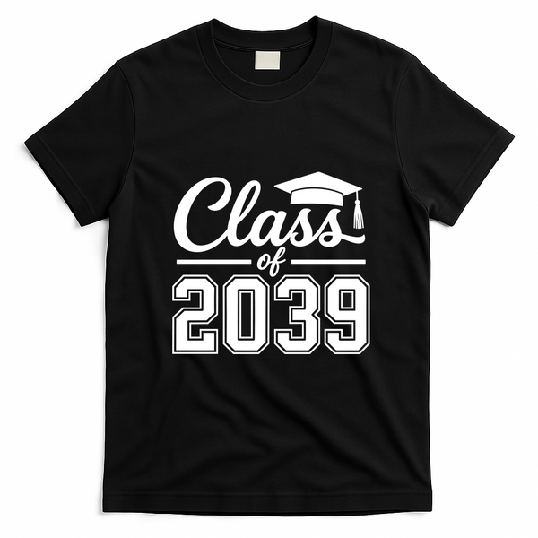 Class Of 2039 Graduation Celebration T-Shirt - Black