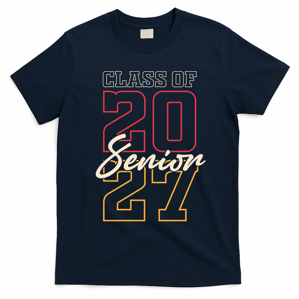 Class Of 2027 Senior Graduation Celebration T-Shirt - Navy Blue