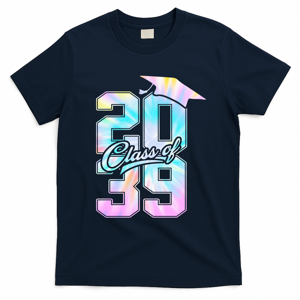 Class Of 2039 Grow With Me First Day Of School Graduation T-Shirt - Navy Blue