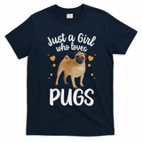 Cool Pug Art For Women Pug Dog Animal Puppy Lover T-Shirt - Navy Blue