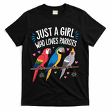 Cool Parrot Art For Women Girl Tropical Bird Parrot Lovers T-Shirt - Black