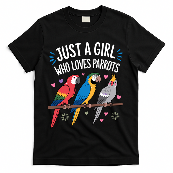 Cool Parrot Art For Women Girl Tropical Bird Parrot Lovers T-Shirt - Black