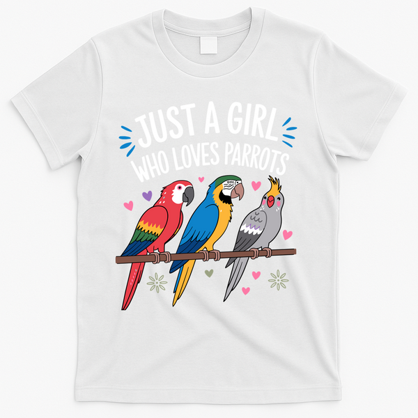 Cool Parrot Art For Women Girl Tropical Bird Parrot Lovers T-Shirt - White