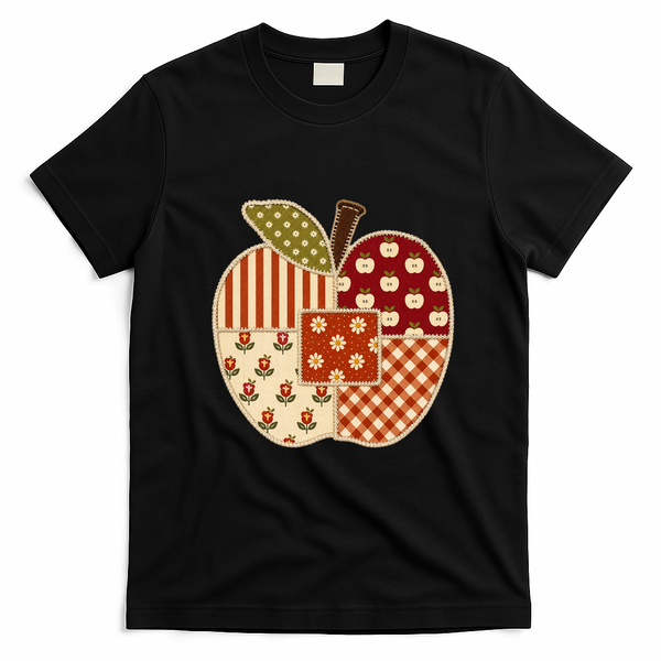 Cute Preppy Apples Back To School Teacher Student Gift T-Shirt - Black