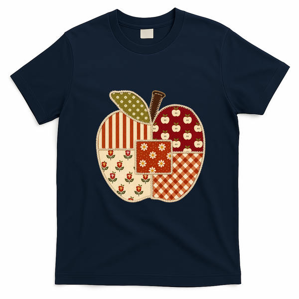 Cute Preppy Apples Back To School Teacher Student Gift T-Shirt - Navy Blue
