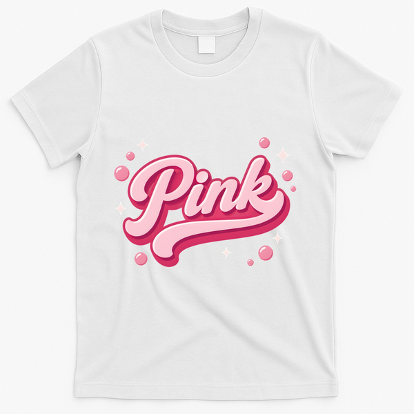 Cute Pink Bubble Logo T-Shirt - White