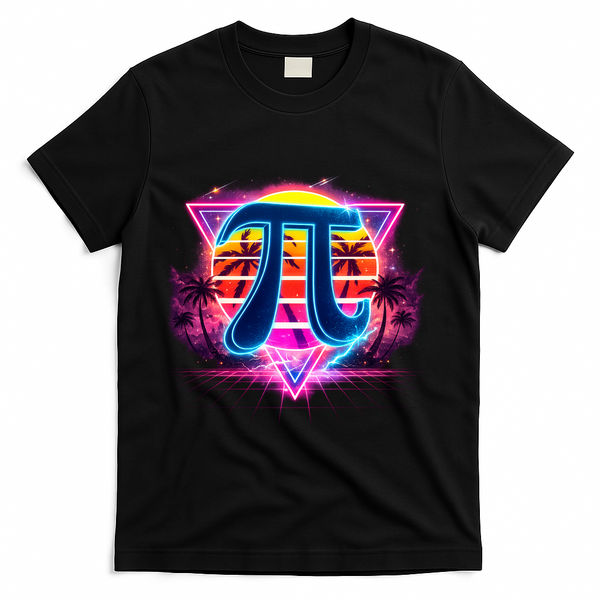 Cool Pi Day Retro Tropical Design T-Shirt - Black