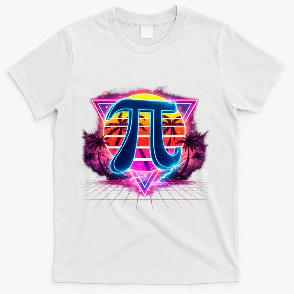 Cool Pi Day Retro Tropical Design T-Shirt - White