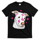 Cute Pitbull Dog Love And Hearts Funny I Love PitBull Dogs T-Shirt - Black
