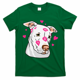 Cute Pitbull Dog Love And Hearts Funny I Love PitBull Dogs T-Shirt - Irish Green