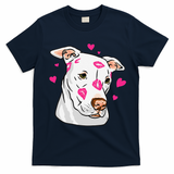 Cute Pitbull Dog Love And Hearts Funny I Love PitBull Dogs T-Shirt - Navy Blue