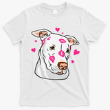 Cute Pitbull Dog Love And Hearts Funny I Love PitBull Dogs T-Shirt - White