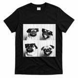 Cute Pug Face Pet Photobooth Cool Pug With Sunglasses T-Shirt - Black