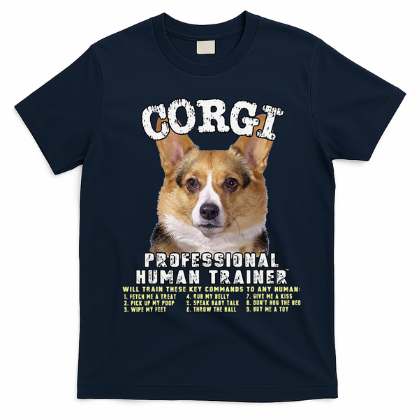 Corgi Professional Human Trainer Cute Dog T-Shirt - Navy Blue