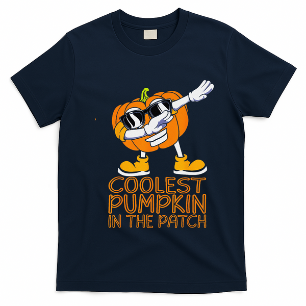 Coolest Pumpkin In The Patch Halloween Jackolantern T-Shirt - Navy Blue