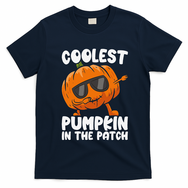 Coolest Pumpkin In The Patch Dabbing Halloween T-Shirt - Navy Blue
