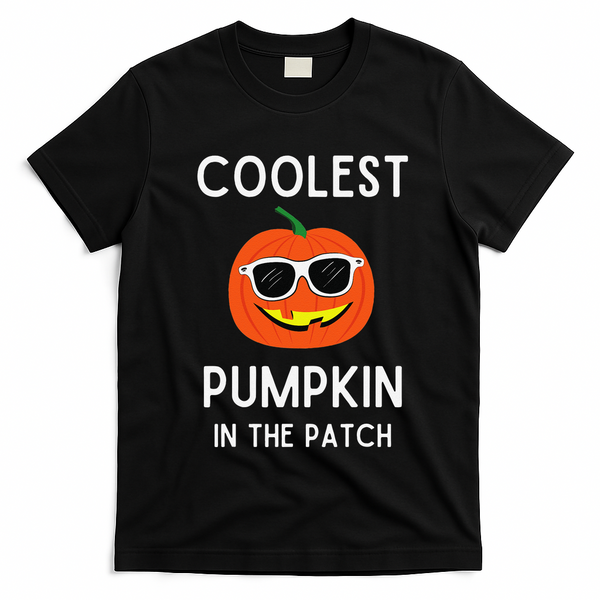 Coolest Pumpkin In The Patch Funny Cool Pumpkin Halloween T-Shirt - Black