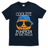 Coolest Pumpkin In The Patch Halloween Boy Girl Teens T-Shirt - Navy Blue