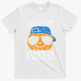 Coolest Pumpkin In The Patch Halloween Boy Girl Teens T-Shirt - White