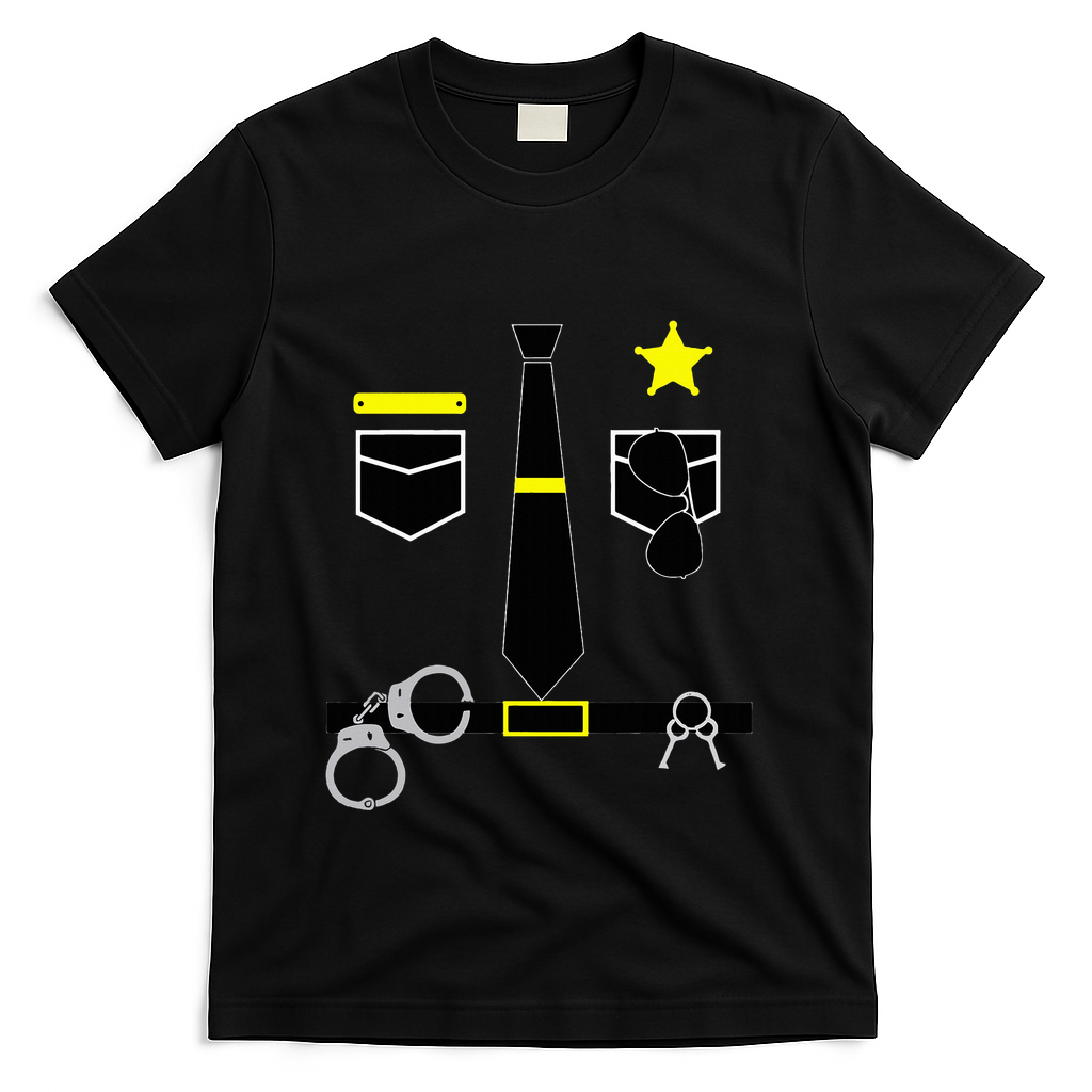 Cool Police Officer Costume Cop Policeman T-Shirt - Black