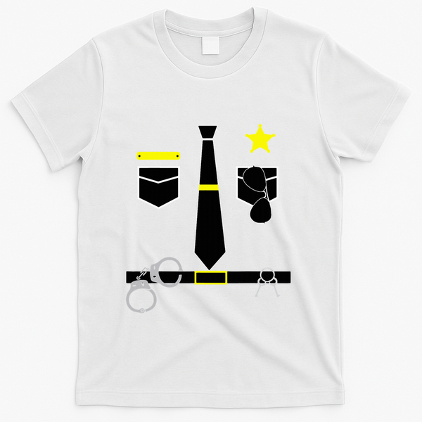Cool Police Officer Costume Cop Policeman T-Shirt - White