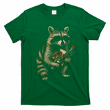 Cool Raccoon Artist with Palette and Brushes T-Shirt - Irish Green