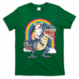 Corgi Riding Dinosaur T Rex Space Galaxy Rainbow Gift T-Shirt - Irish Green