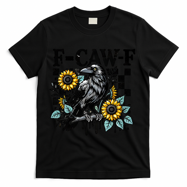 Crow Raven F-CAW-F Funny Halloween T-Shirt - Black
