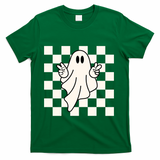 Cute Retro Ghost Peace Sign Halloween T-Shirt - Green