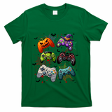 Cool Retro Halloween Gaming Controllers T-Shirt - Green