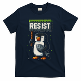 Cool Resist Penguin Funny Pixel Art Gamer T-Shirt - Navy