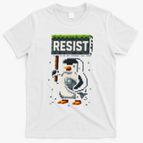 Cool Resist Penguin Funny Pixel Art Gamer T-Shirt - White
