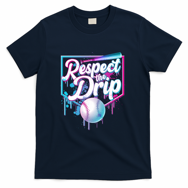 Cool Respect the Drip Icecream Baseball Fan T-Shirt - Navy